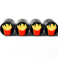 French Fries Emoji Tire Valve Caps - Black Aluminum - Set of Four