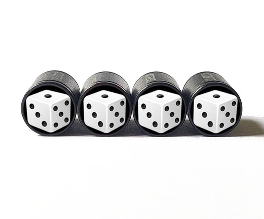 Gaming Dice Emoji Tire Valve Caps - Black Aluminum - Set of Four