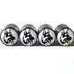 German Shepard Dog Tire Valve Caps - Black Aluminum - Set of Four