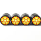 Golden Flower Blossom Emoji Tire Valve Caps - Aluminum - Set of Four