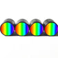 Gradient Rainbow Tire Valve Caps - Black Aluminum - Set of Four