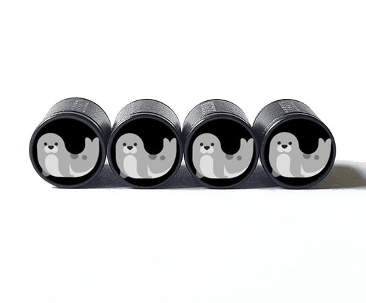 Gray Seal Emoji Tire Valve Caps - Aluminum - Set of Four