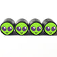 Green Alien Emoji Tire Valve Caps - Black Aluminum - Set of Four