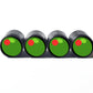 Green Olive Emoji Tire Valve Caps - Black Aluminum - Set of Four