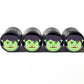 Green Troll Emoji Tire Valve Caps - Black Aluminum - Set of Four