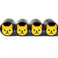 Grumpy Angry Cat Face Emoji Tire Valve Caps - Black Aluminum - Set of Four