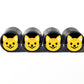 Happy Cat Face Emoji Tire Valve Caps - Black Aluminum - Set of Four