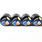 Harvest Moon Emoji Tire Valve Caps - Black Aluminum - Set of Four