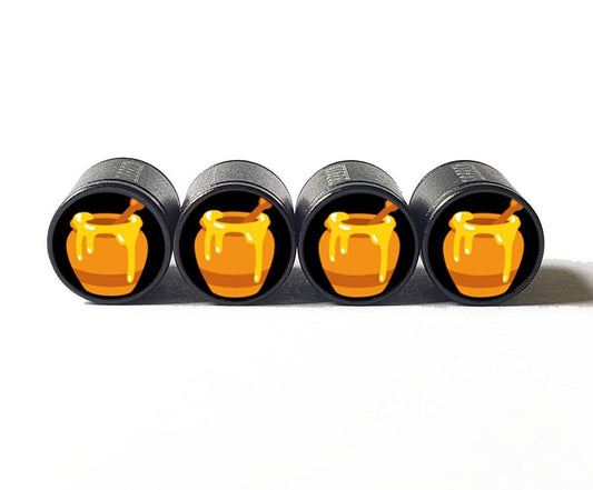 Honeypot Emoji Tire Valve Caps - Black Aluminum - Set of Four