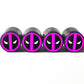 Hot Pink Deadpool Tire Valve Stem Caps - Black Aluminum - Set of Four