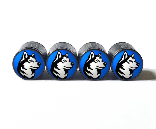 Husky Dog Tire Valve Caps - Black Aluminum - Set of Four