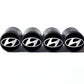 Hyundai Auto Logo Tire Valve Caps - Black Aluminum - Set of Four