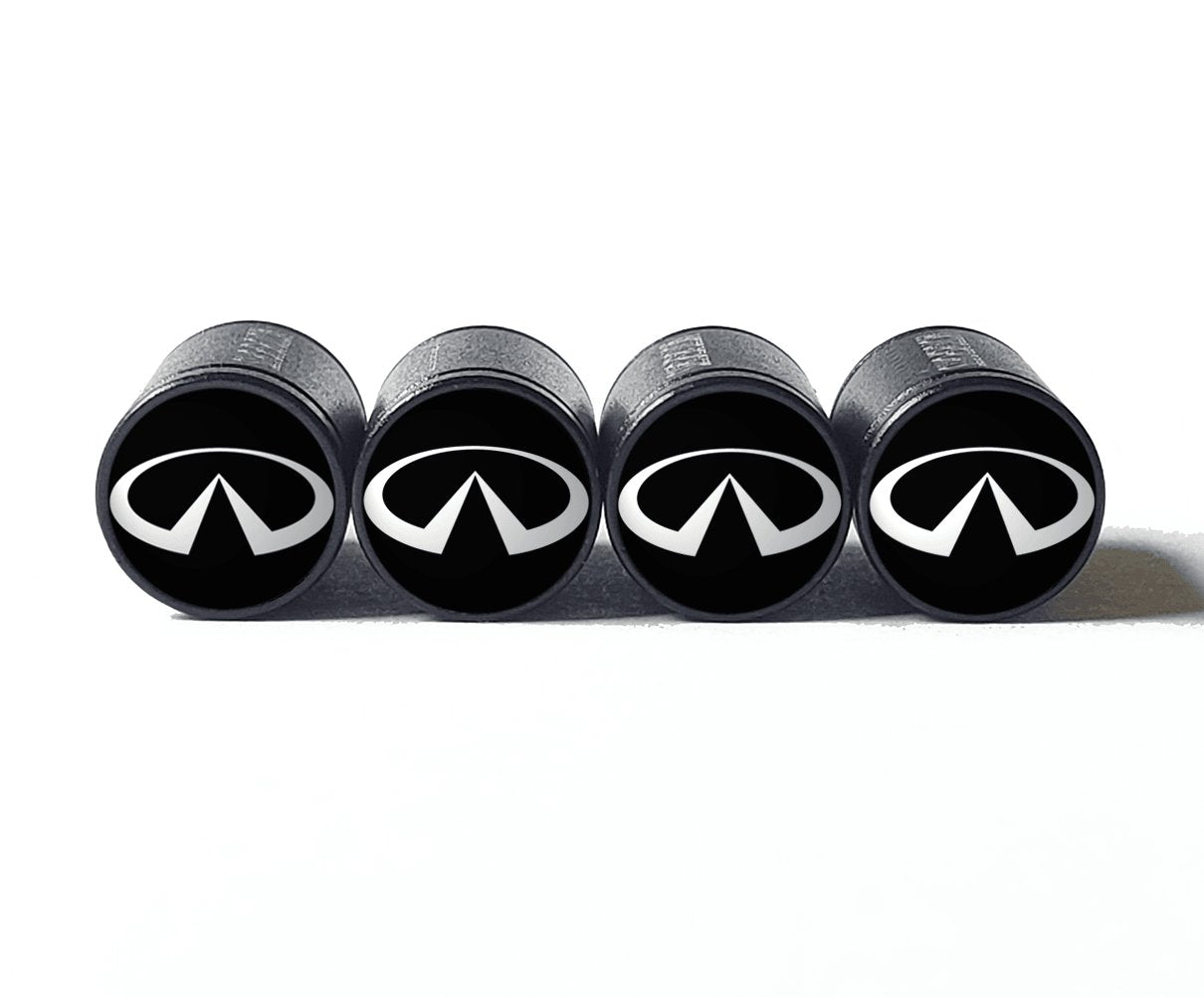 Infinity Auto Logo Tire Valve Caps - Black Aluminum - Set of Four