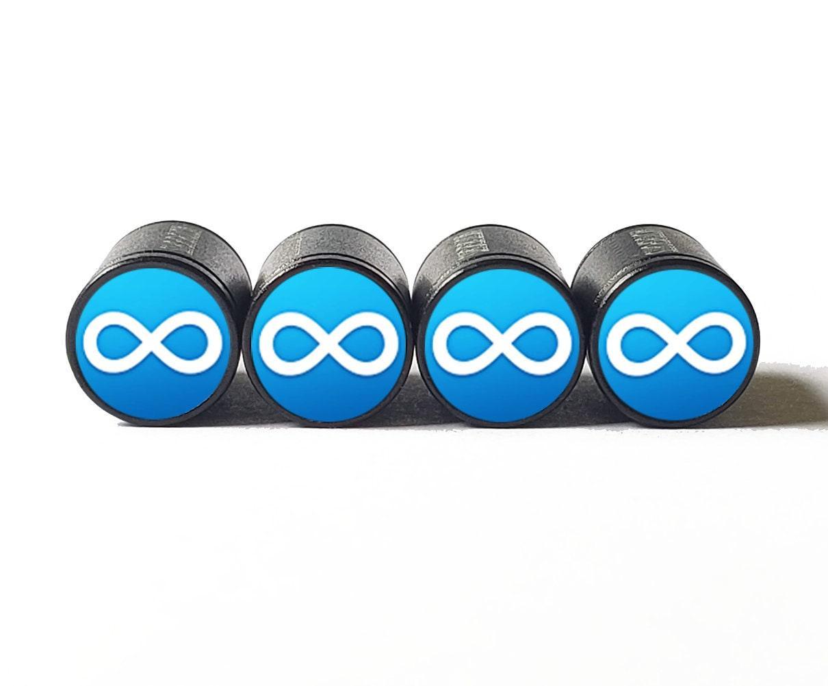 Infinity Symbol Emoji Tire Valve Stem Caps - Black Aluminum - Set of Four