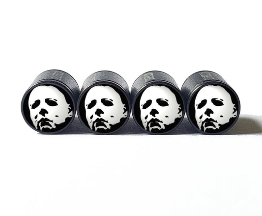 Jason Halloween Mask Tire Valve Caps - Black Aluminum - Set of Four