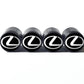 Lexus Logo Tire Valve Caps - Black Aluminum - Set of Four