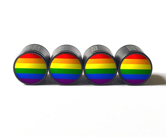 LGBT Rainbow Pride Flag - 6 Color - Tire Valve Caps - Set of Four