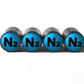 Light Blue N2 Nitrogen Tire Valve Caps - Black Aluminum - Type 1