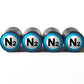 Light Blue N2 Nitrogen Tire Valve Stem Caps - Black Aluminum - Type 2