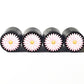 Light Pink Flower Emoji Tire Valve Caps - Black Aluminum - Set of Four