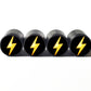 Lightning Bolt Emoji Tire Valve Caps - Black Aluminum - Set of Four