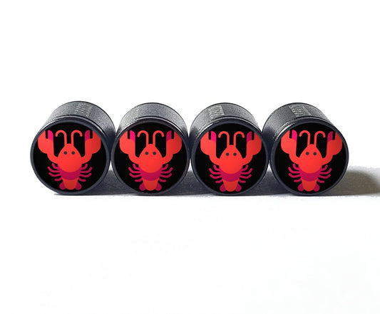 Lobster Emoji Tire Valve Caps - Black Aluminum - Set of Four