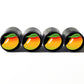 Mango Emoji Tire Valve Stem Caps - Black Aluminum - Set of Four