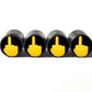 Middle Finger Emoji Tire Valve Stem Caps - Black Aluminum - Set of Four