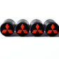 Mitsubishi Auto Logo Tire Valve Caps - Black Aluminum - Set of Four