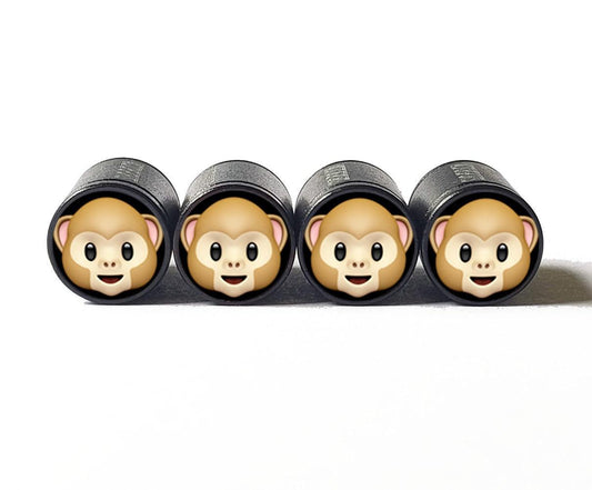 Monkey Face Emoji (Style 1) Tire Valve Caps - Aluminum - Set of Four