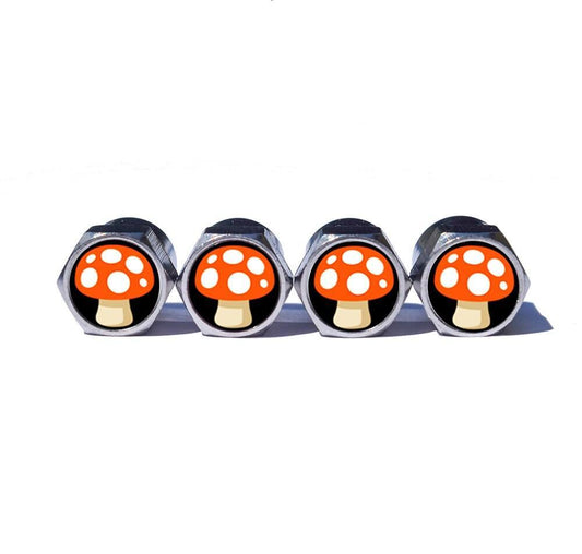 Mushroom Emoji Tire Valve Caps - Chrome Coated - Set of Four