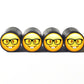 Nerd Geek Emoji Tire Valve Caps - Black Aluminum - Set of Four