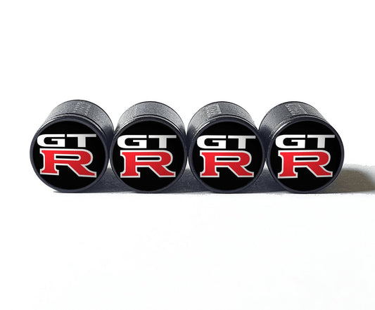 GTR Logo Tire Valve Caps - Black Aluminum - Set of Four