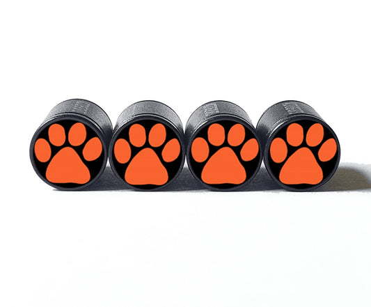 Orange Tiger, Cat, Dog Paw Tire Valve Caps - Aluminum - Set of Four