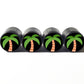 Palm Tree Emoji Tire Valve Stem Caps - Black Aluminum - Set of Four