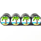 Palm Tree Island Emoji Tire Valve Caps - Black Aluminum - Set of Four