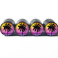 Palm Trees (Style 10) Tire Valve Caps - Black Aluminum - Set of Four