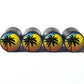 Palm Trees (Style 12) Tire Valve Caps - Black Aluminum - Set of Four