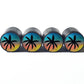 Palm Trees (Style 15) Tire Valve Caps - Black Aluminum - Set of Four