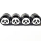 Cute Panda Bear Face Emoji Tire Valve Caps - Black Aluminum - Set of Four