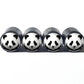 Panda (Style 1) Tire Valve Stem Caps - Black Aluminum - Set of Four