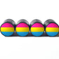 Pansexual Flag Tire Valve Stem Caps - Black Aluminum - Set of Four