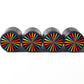 Pattern Design (Style 1) Tire Valve Caps - Black Aluminum - Set of 4