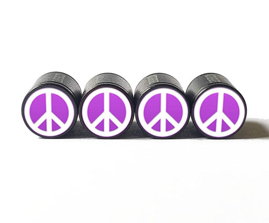 Peace Sign Emoji Tire Valve Stem Caps - Black Aluminum - Set of Four