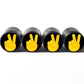 Peace Sign (Hand) Emoji Tire Valve Caps - Black Aluminum - Set of Four