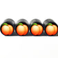 Peach Emoji Tire Valve Stem Caps - Black Aluminum - Set of Four