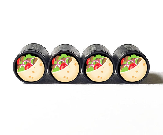 Pita Sandwich Emoji Tire Valve Caps - Black Aluminum - Set of Four