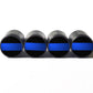 Police Blue Line (Original Flag) Tire Valve Caps - Aluminum - Set of 4