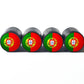 Portugal Flag Tire Valve Stem Caps - Black Aluminum - Set of Four