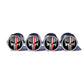 Punisher Fire Fighter Red Line Valve Caps - Chrome Coated - Set of 4